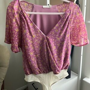 Lush Pink Floral Wrap bodysuit
